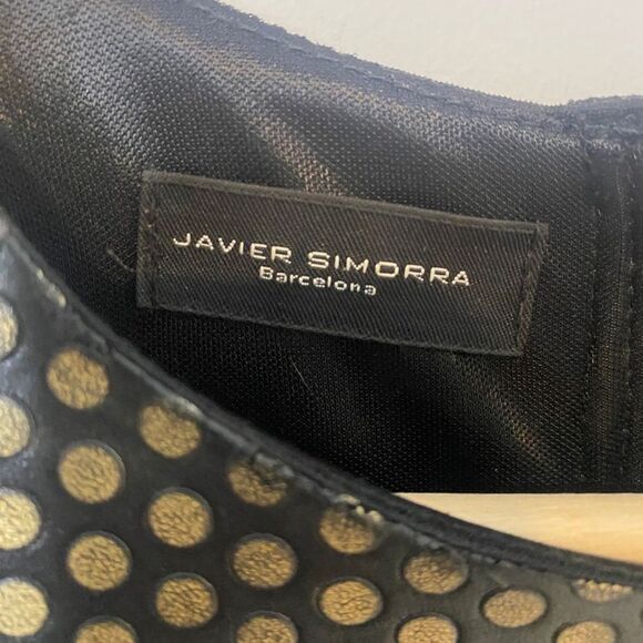 Y2K VINTAGE Bodycon Tank Dress Black Gold Metallic Sleek Womens 4 Cyberpunk Goth - Picture 4 of 8